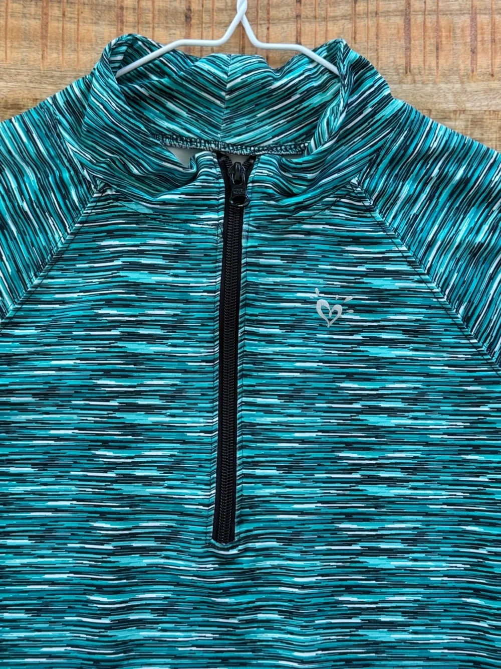 Justice Girls Size 16 Teal Space Dye Quarter Zip Athletic Pullover Active Top